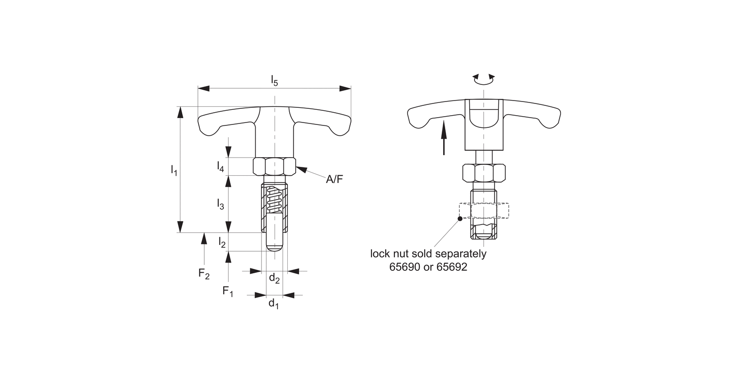 32502 Index Plungers - T-handle Grip