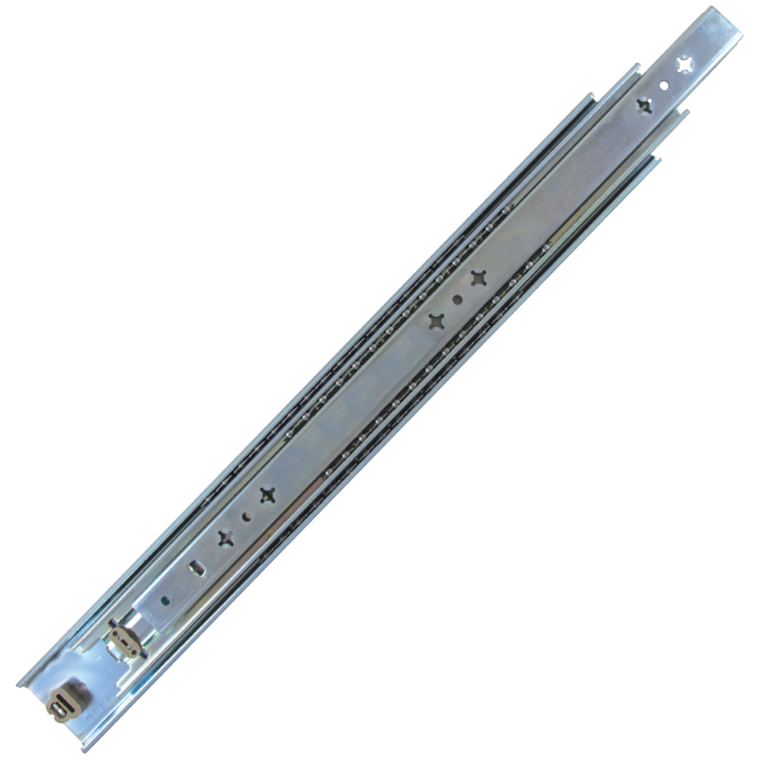 Drawer Slide - Full Extension 3 beam full extension drawer slide, supprts up to 80kg. Hold-in detent when slide is closed prevents drawer from sliding open. Tested to 80,000 cycles.