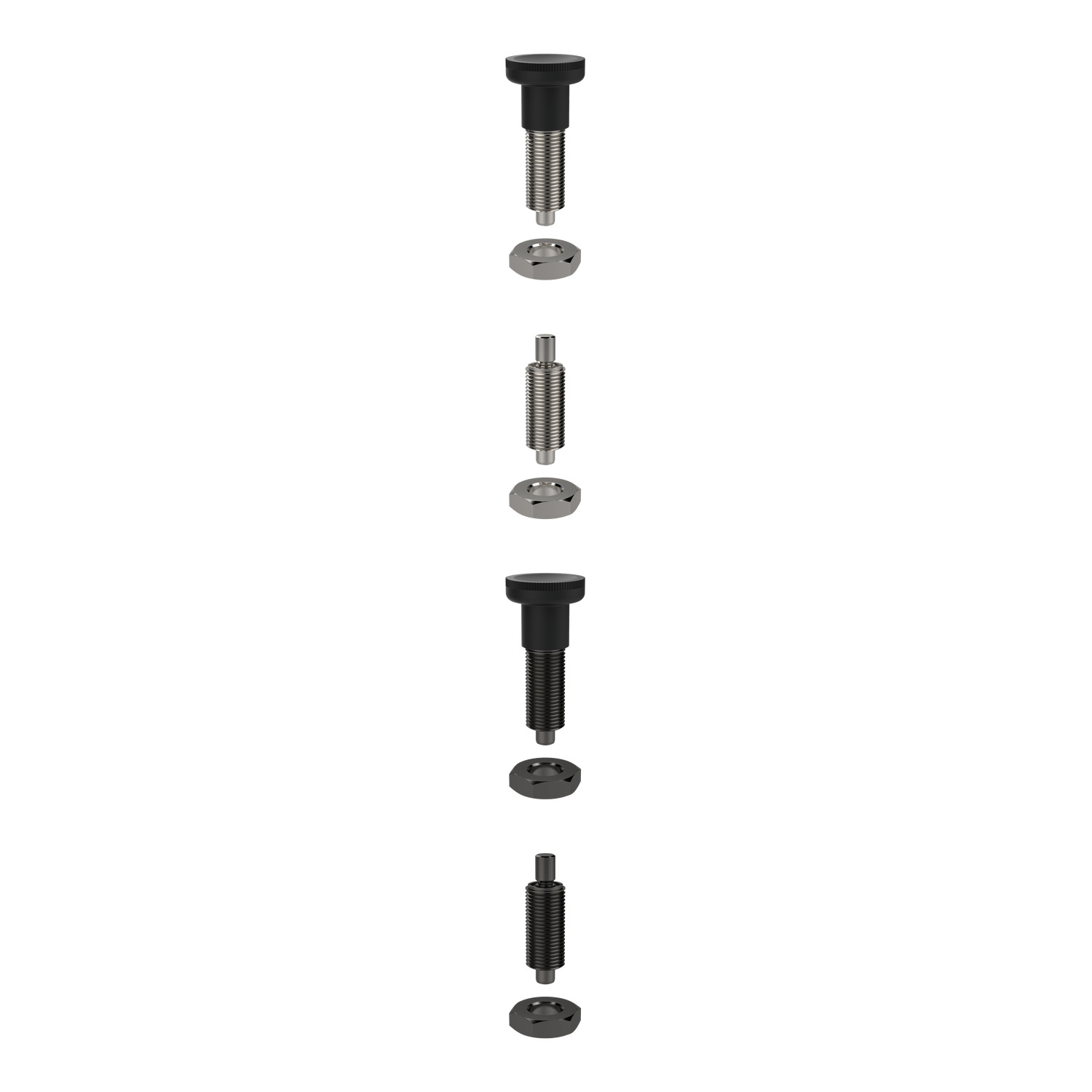 Index Plunger - Pull Grip Pull grip index plunger. Non-locking type- pin simply springs back when pull ring released.