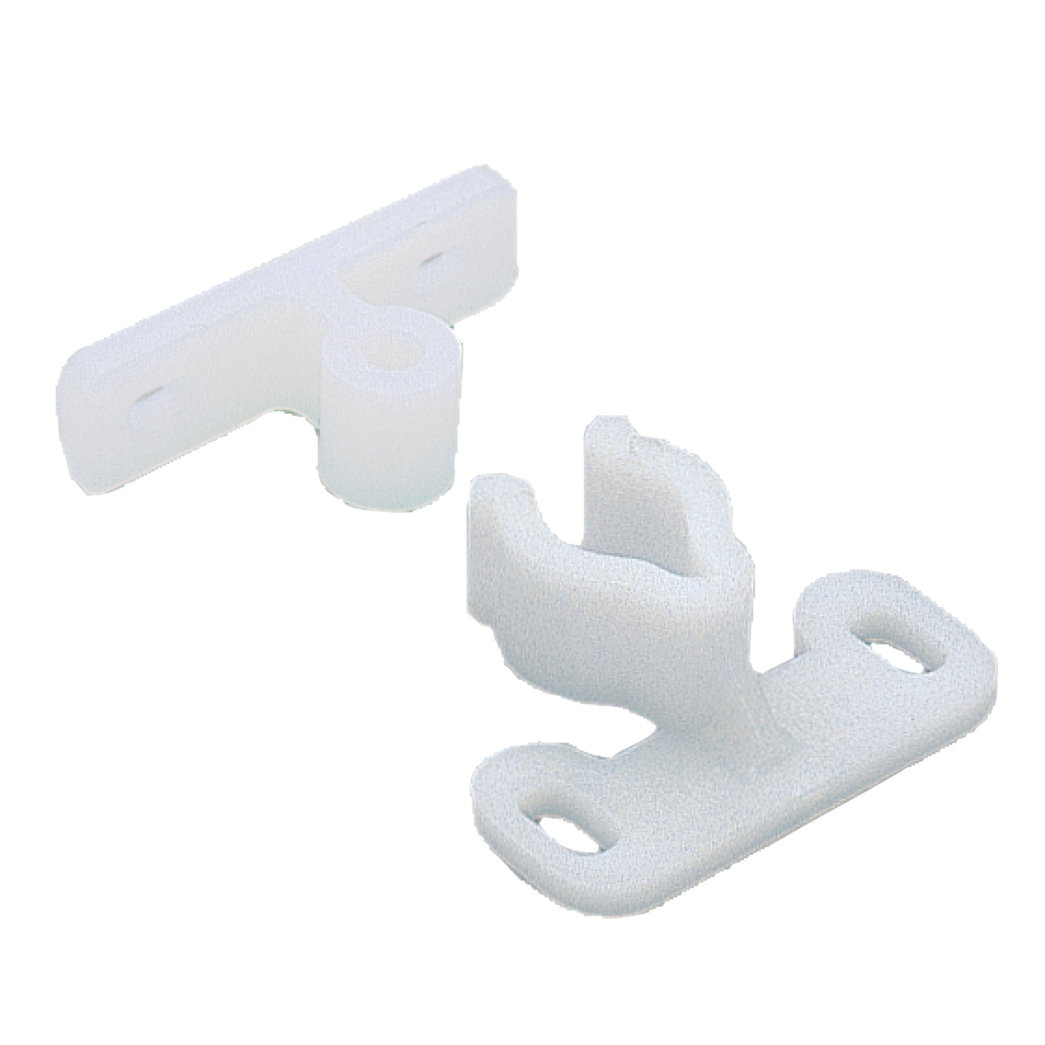 Knuckle Catches Simple knuckle catch of polyacetal, for light weight cupboards and draws. 7.1Kg pull out force.