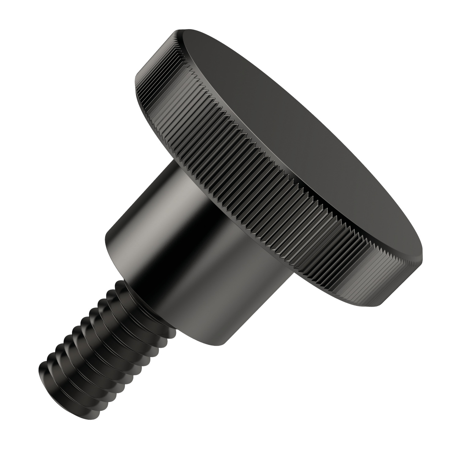 Knurled Thumb Screws This steel thumb screw comes with a shoulder and is manufactured to DIN 464 specification.