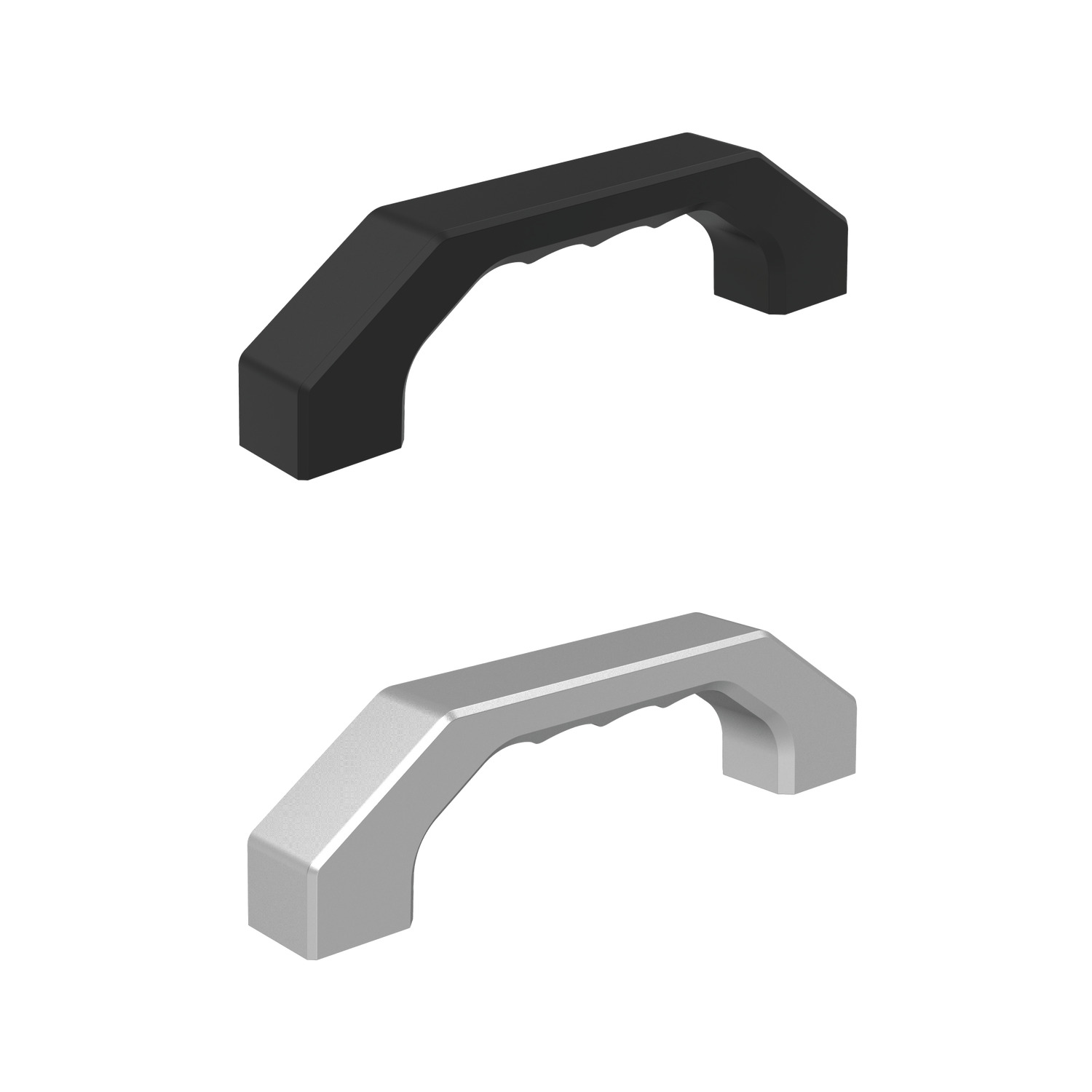 Pull Handles - Grip type Solid aluminium handles with grooves for an extra grip design, ideal for heavy duty industrial use. Minimum stress resistance &gt;1000N.