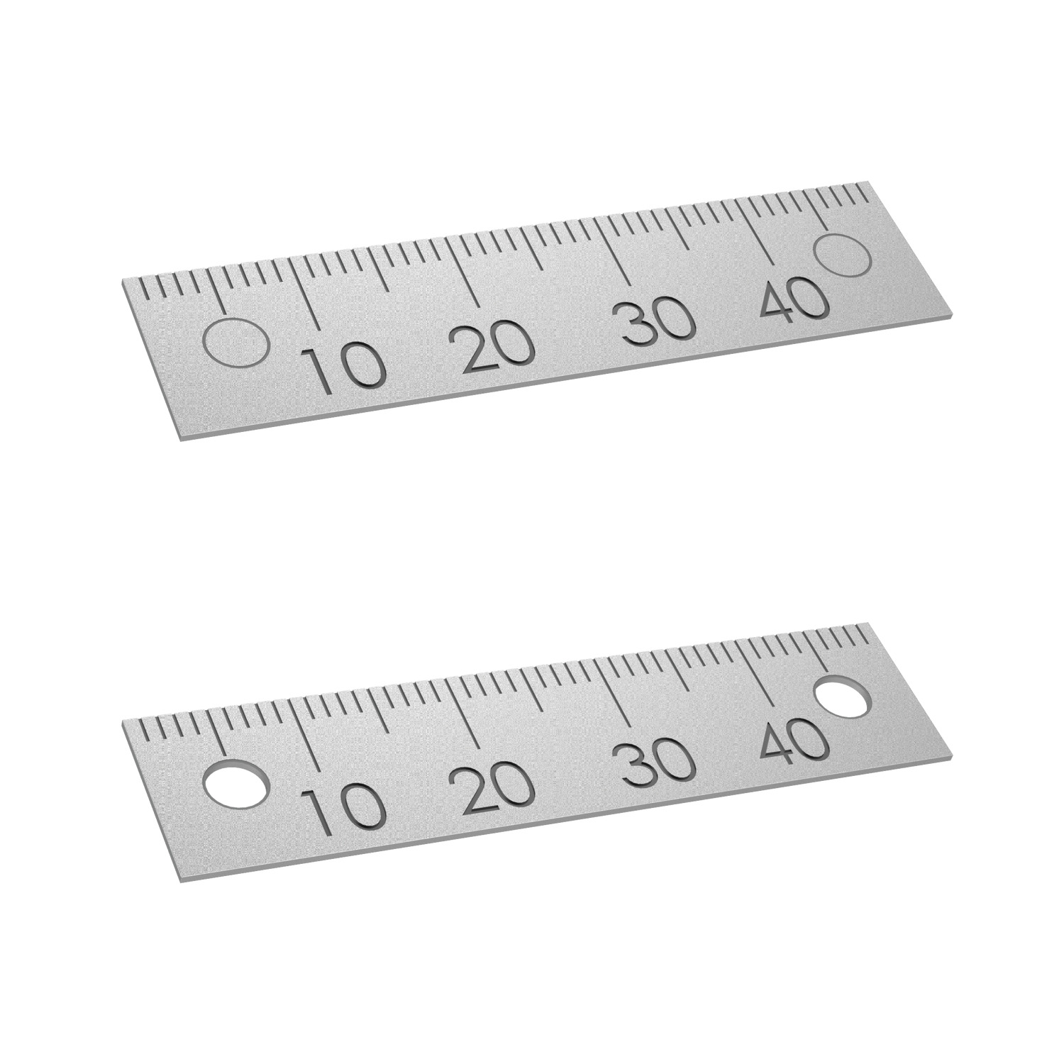 Scale Plates - Single Scale Aluminium scale plates for use with our sliding clamp one-touch fasteners. Etched markings are for indication and not precise measurement. Mount via adhesion onto clean surface.