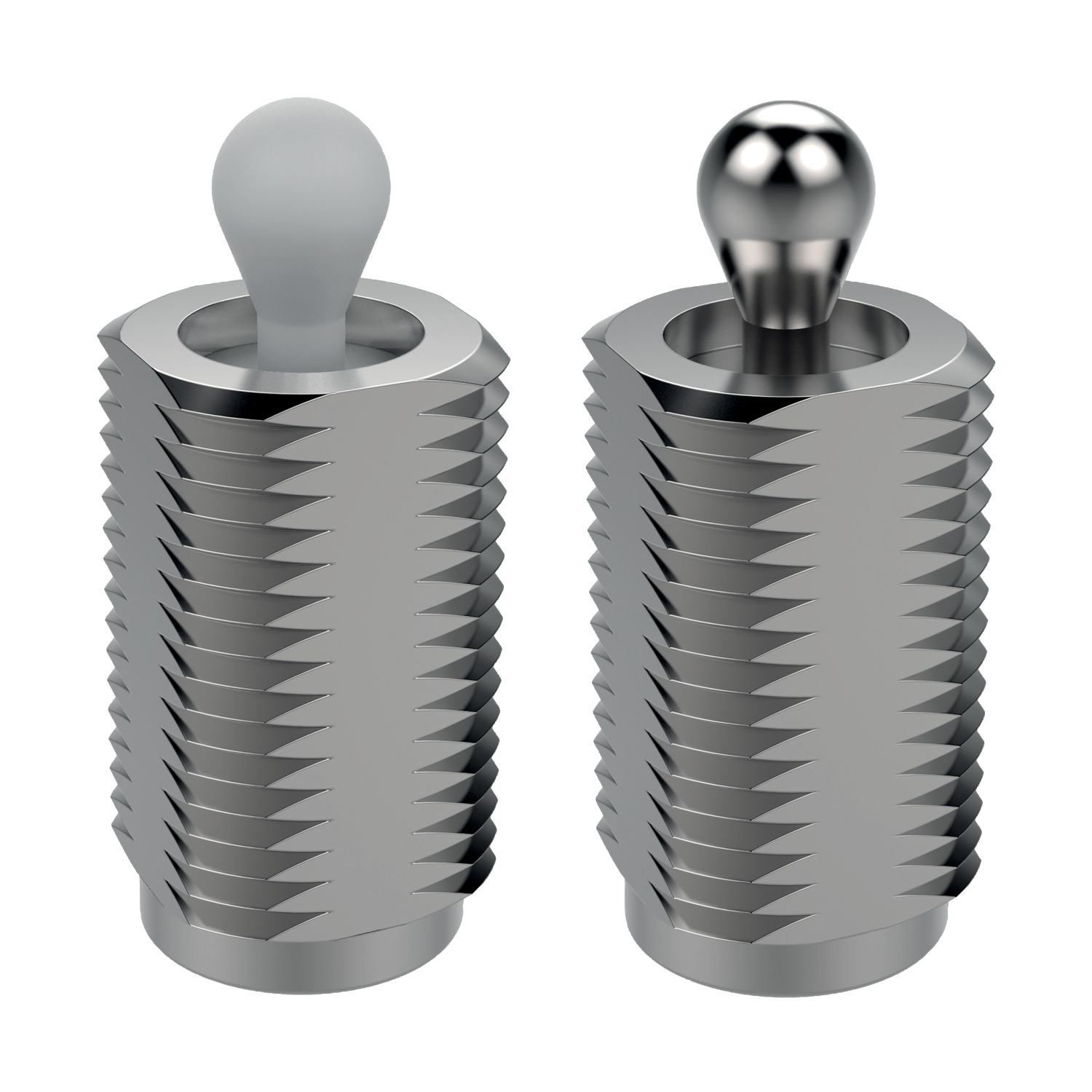 Side-Thrust Pins - Threaded A threaded alternative to push fit models for positioning and applying pressure. In sizes M12 and M18 x1.5 and is without seal.