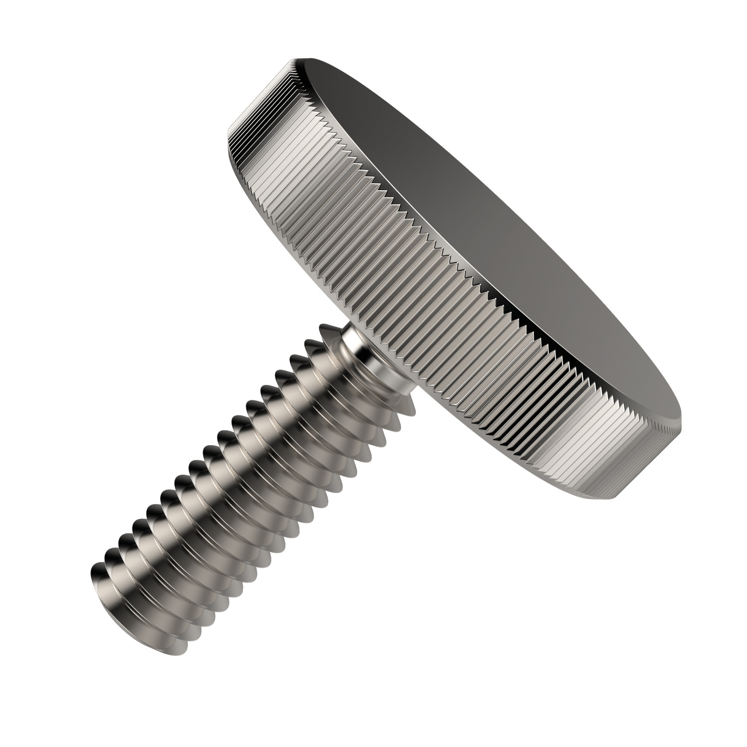 Flat Knurled Thumb Screws A stainless steel (1.4305, AISI 303) knurled thumb screw made to DIN 653.
