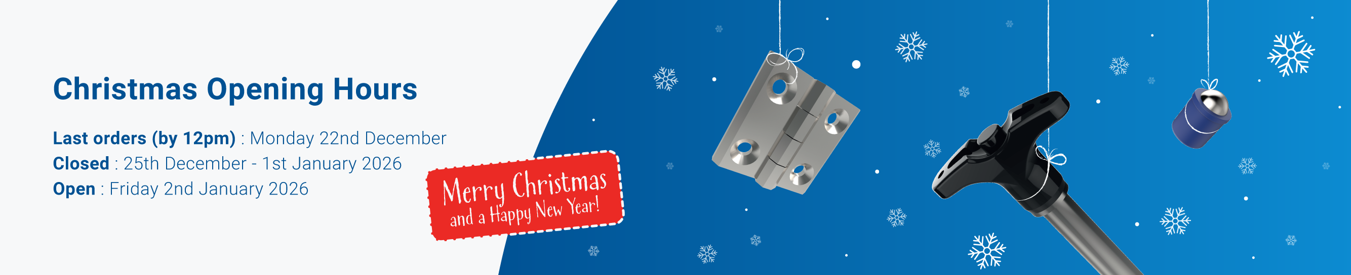 Christmas Opening Times banner