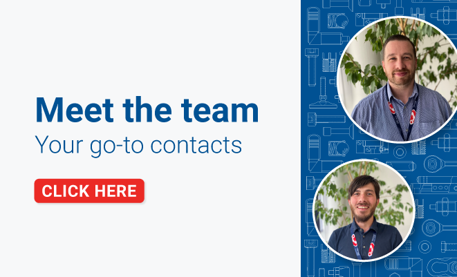 Text displaying 'Meet the team, your go-to contacts' with an image of 4 team members