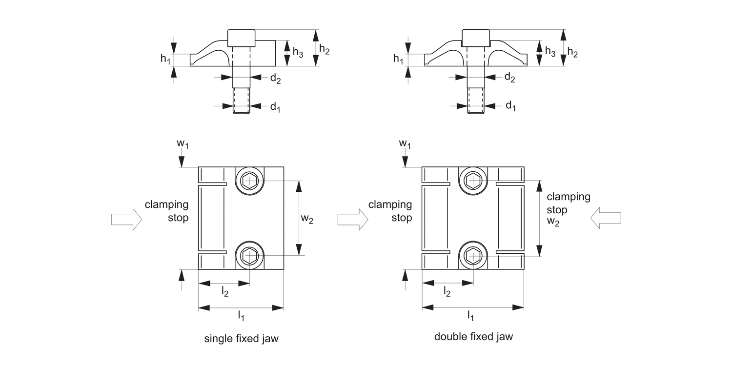 11041 2.2 Ton Finger Clamp - Fixed Stop
