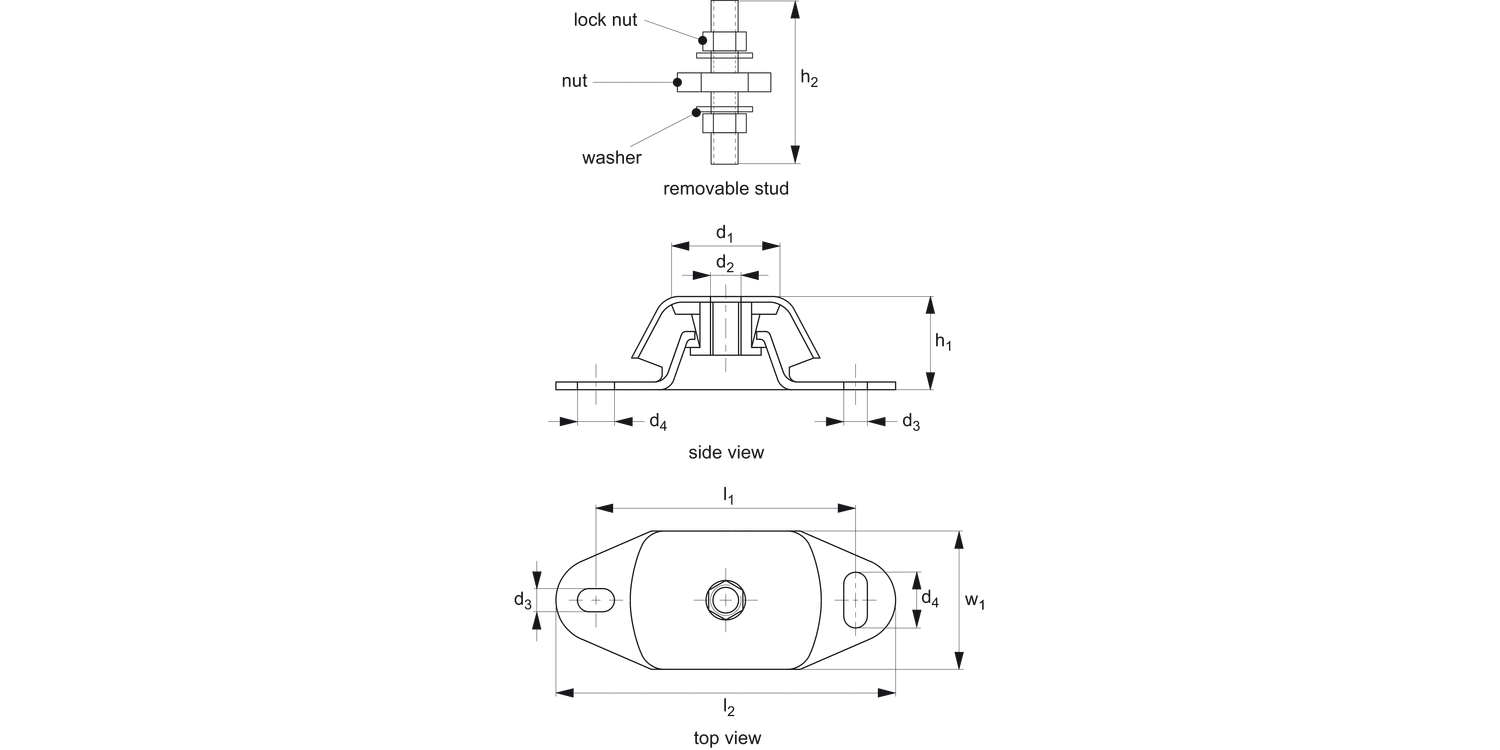 61290 Anti-vibration Fail-Safe Mounts steel