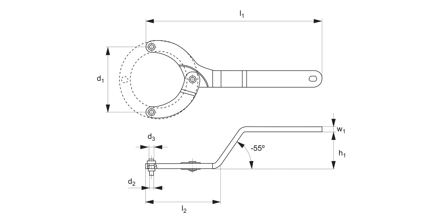 95353 Adjustable Face Spanner - Cranked