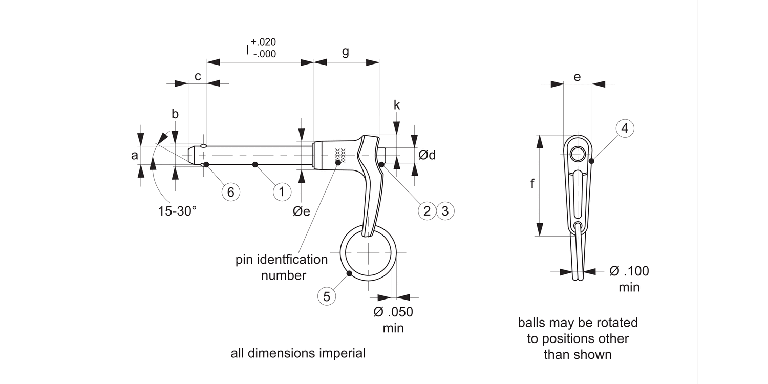 33620 Aviation Pip-Pin, Standard LA Handle
