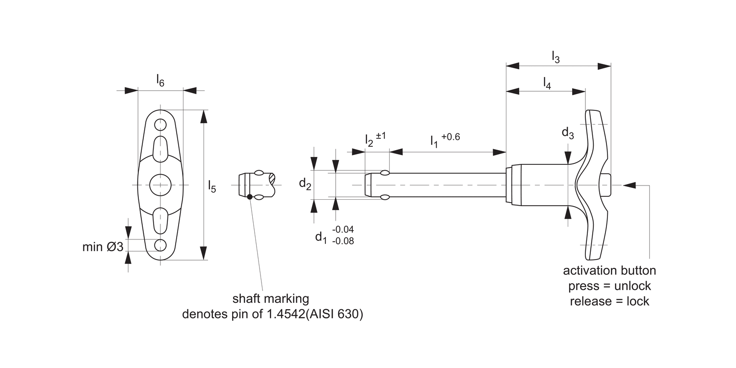 33200.1 Ball Lock Pins - Single Acting - T-Handle