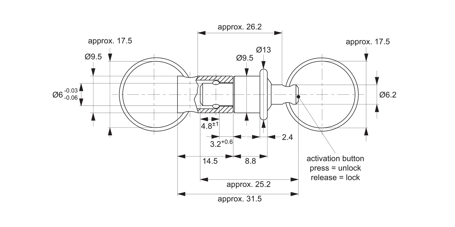 33178 Ball Lock Pins - Single Acting - Key Ring