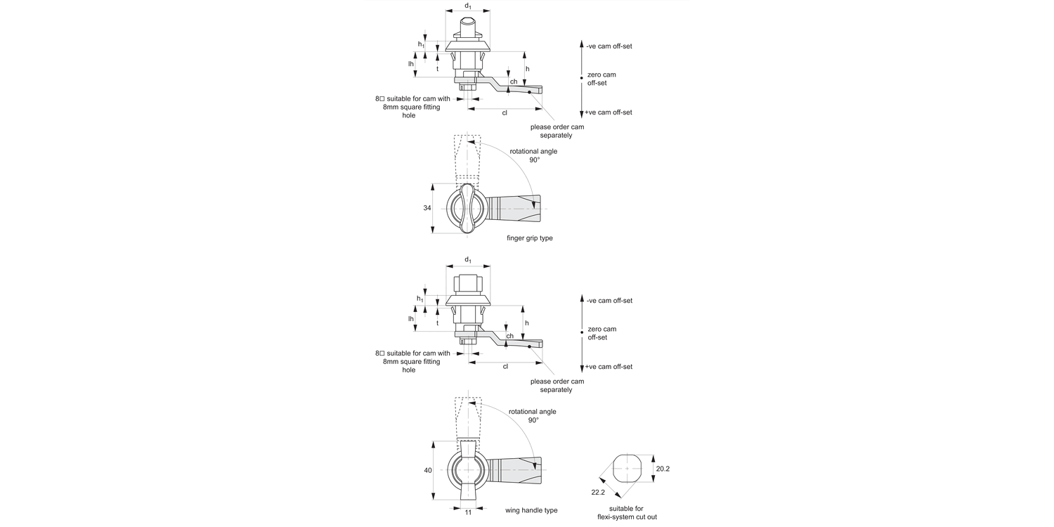 A1195 Cam Latches - Snap in - Flexi-System