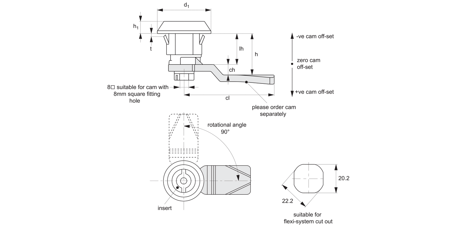 A1004 Cam Latches - Snap in - Flexi-System