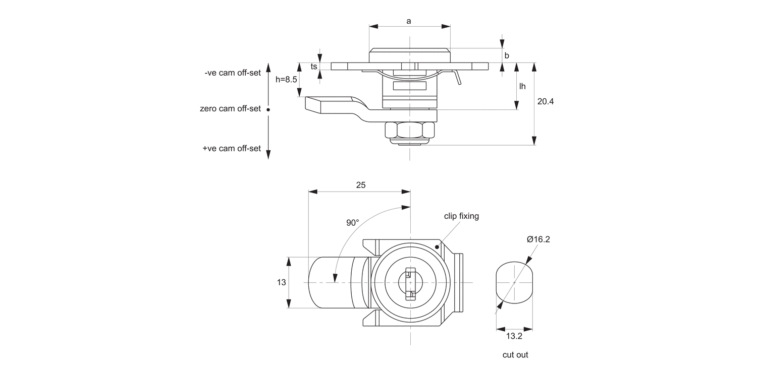 A2324 Cam Lock - Clip Fixing