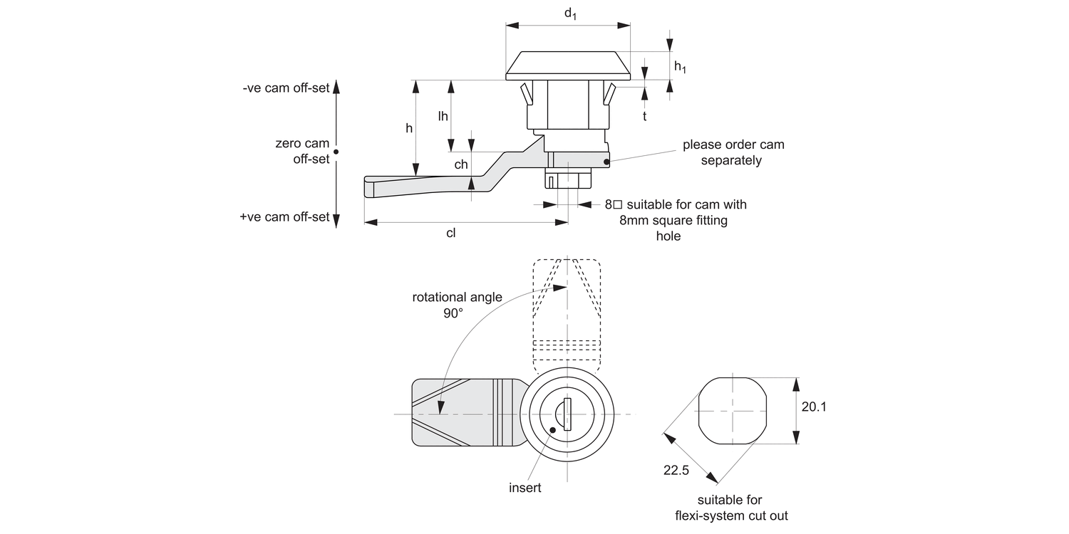 A2003 Cam Locks - Snap in - Flexi-System