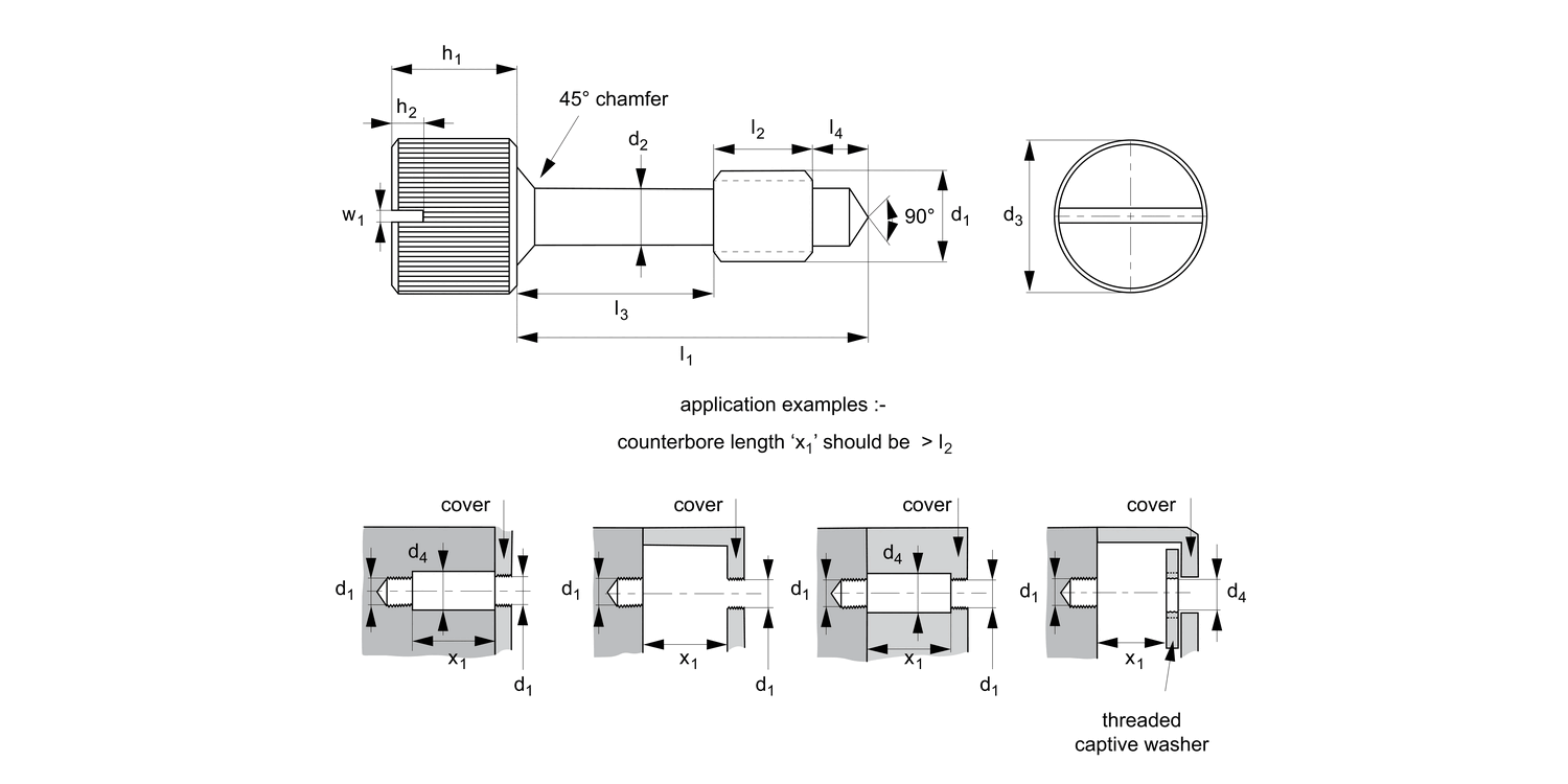 36698.B4 Captive Panel Thumb Screws