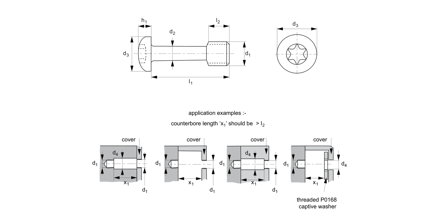 36683.Ti Captive Screws - Pan Head