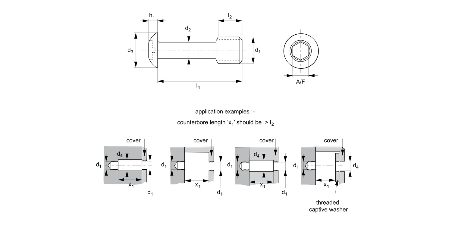 36685.B4 Captive Screws - Button Head