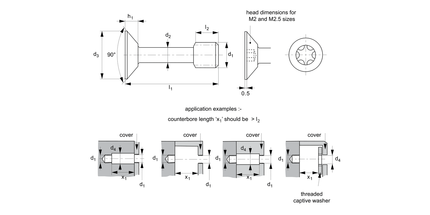 36684.TX Captive Screws - Countersunk