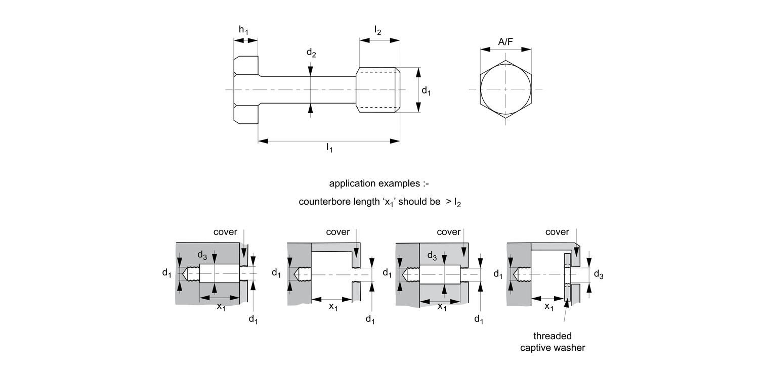 36696.A4 Captive Screws - Hex Bolts