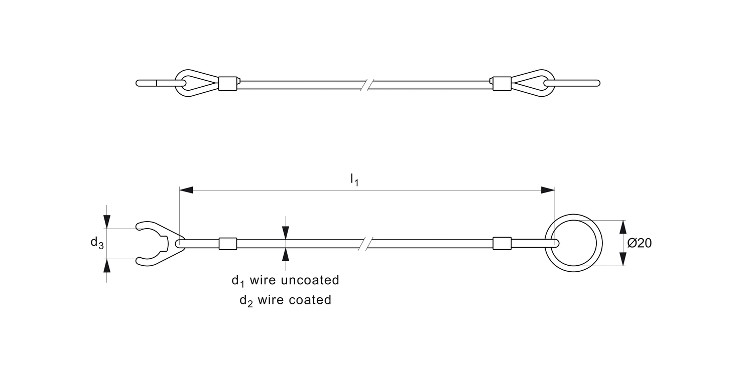 33266 Lanyard - Circlip End to Loop with Split Ring