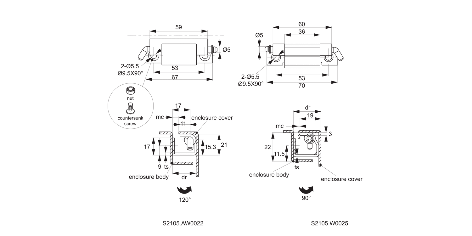 S2105 Concealed Pivot Hinges - Lift Off