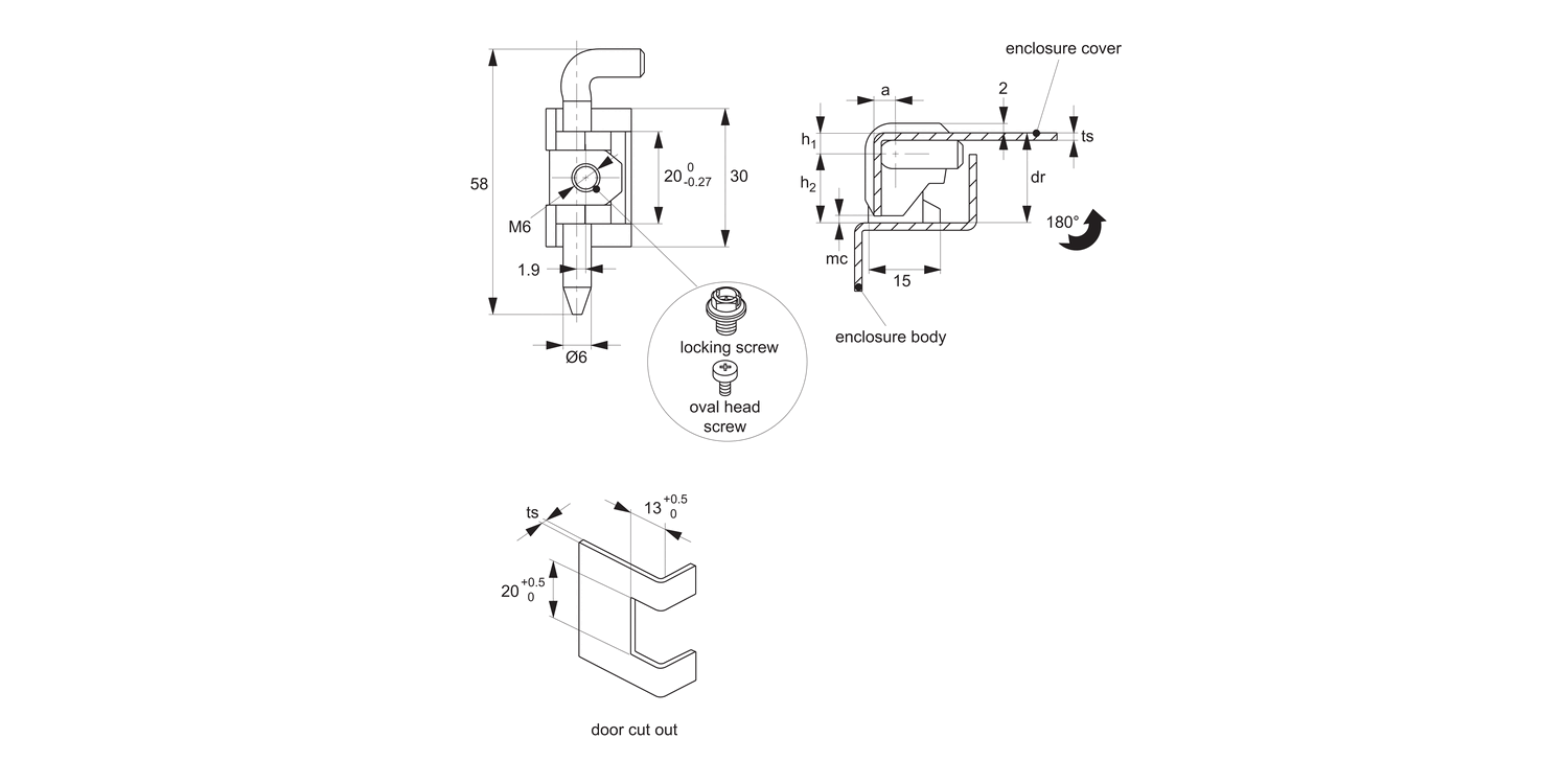 S1901 Corner Hinge - 19-24mm Door Return