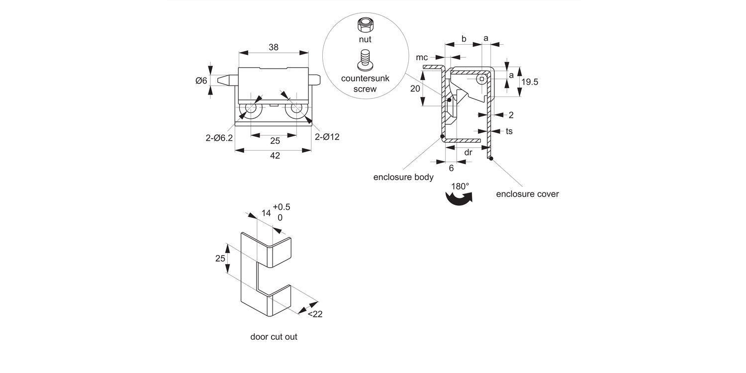 S1911 Corner Hinge - 24 to 26mm Door Return