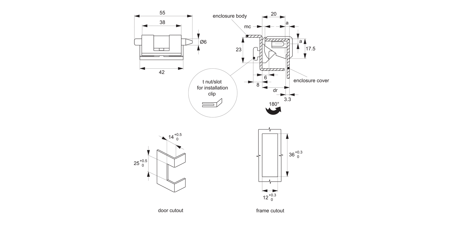 S1928 Corner Hinge 24 - 26mm Door Return