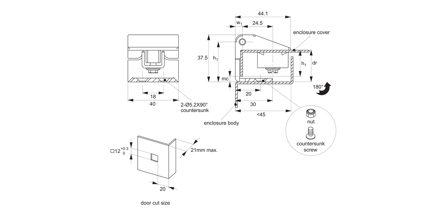 S1941 Corner Hinge 25,5mm Door Return