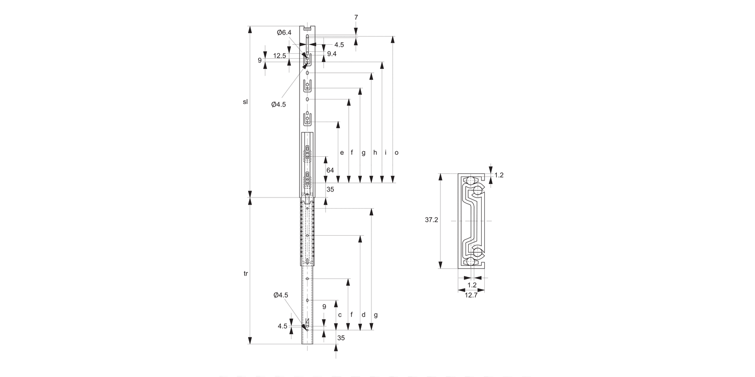 P2500 Drawer Slide - Full Extension