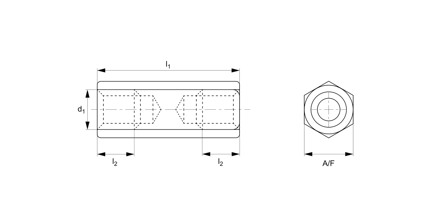 WN0503.NP Female-Female Hexagon Spacers