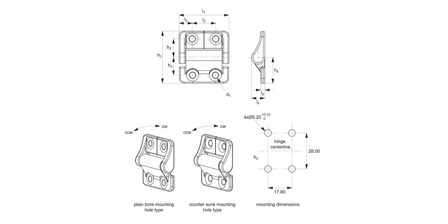 S3850 Friction Hinges - Natural - Symmetric