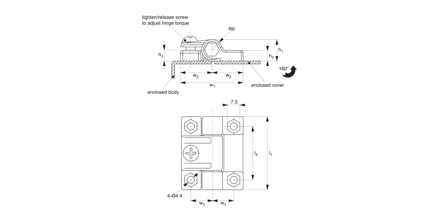 S4002 Adjustable Torque - Friction Hinge