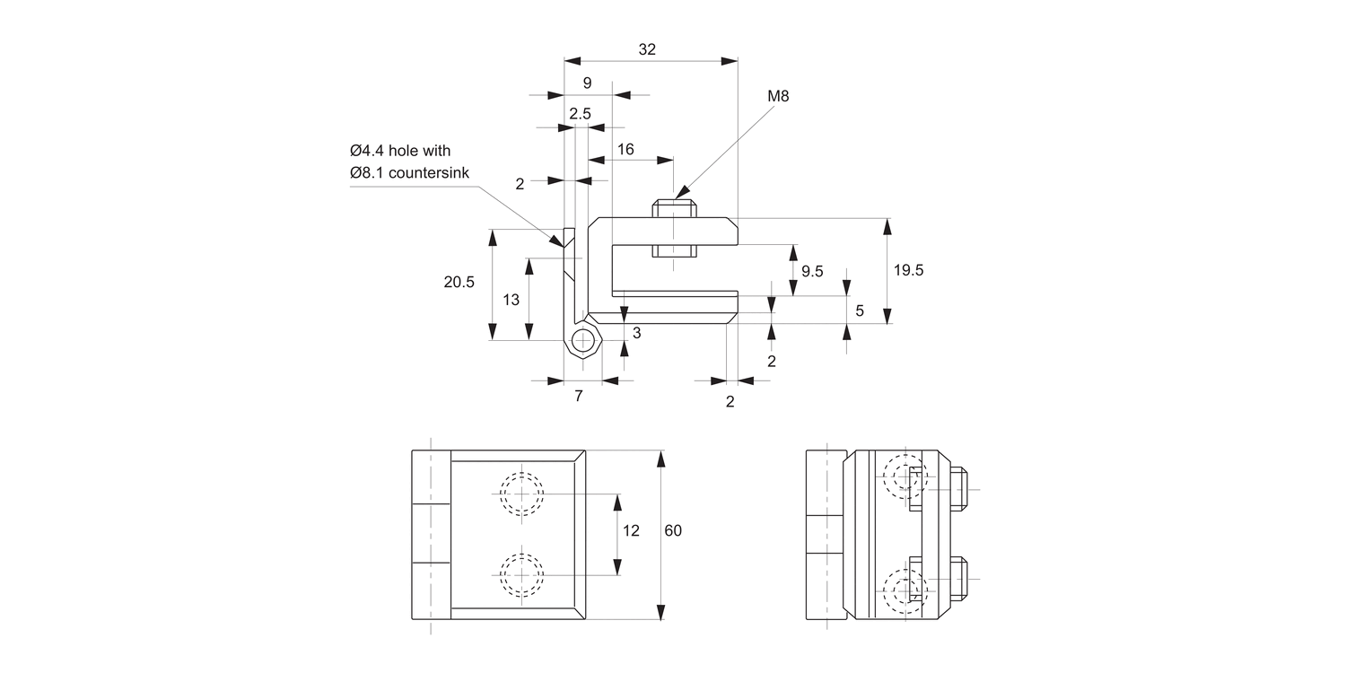 T2280 Glass Door Hinges - Set Screw Mount