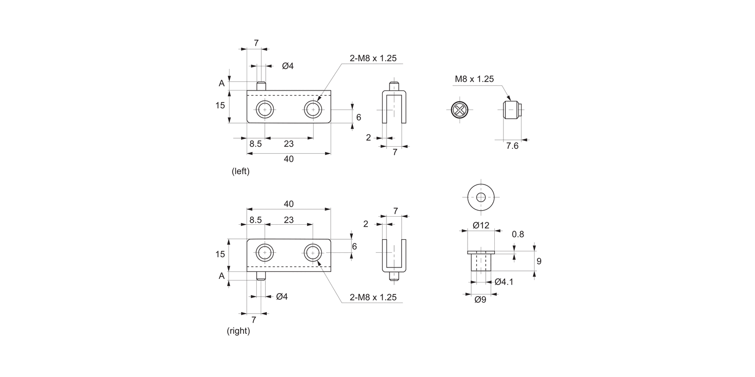 T2400 Glass Door Hinge - Inset Type