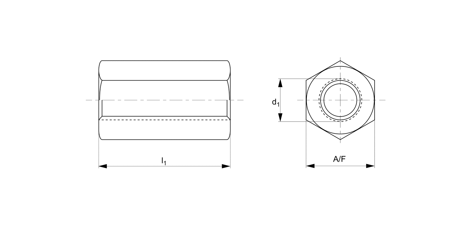 24602 Hexagonal Coupler Nuts