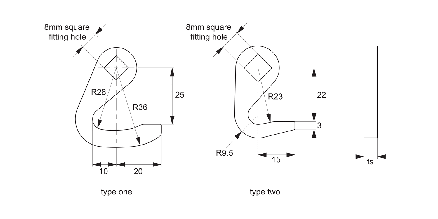 A0224 Hooked Cam - Flexi-System - 8 x 8 Sq.