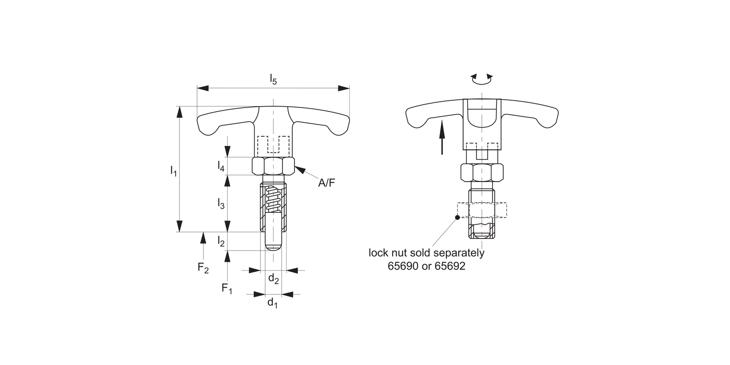 32504 Index Plungers - T-handle Grip