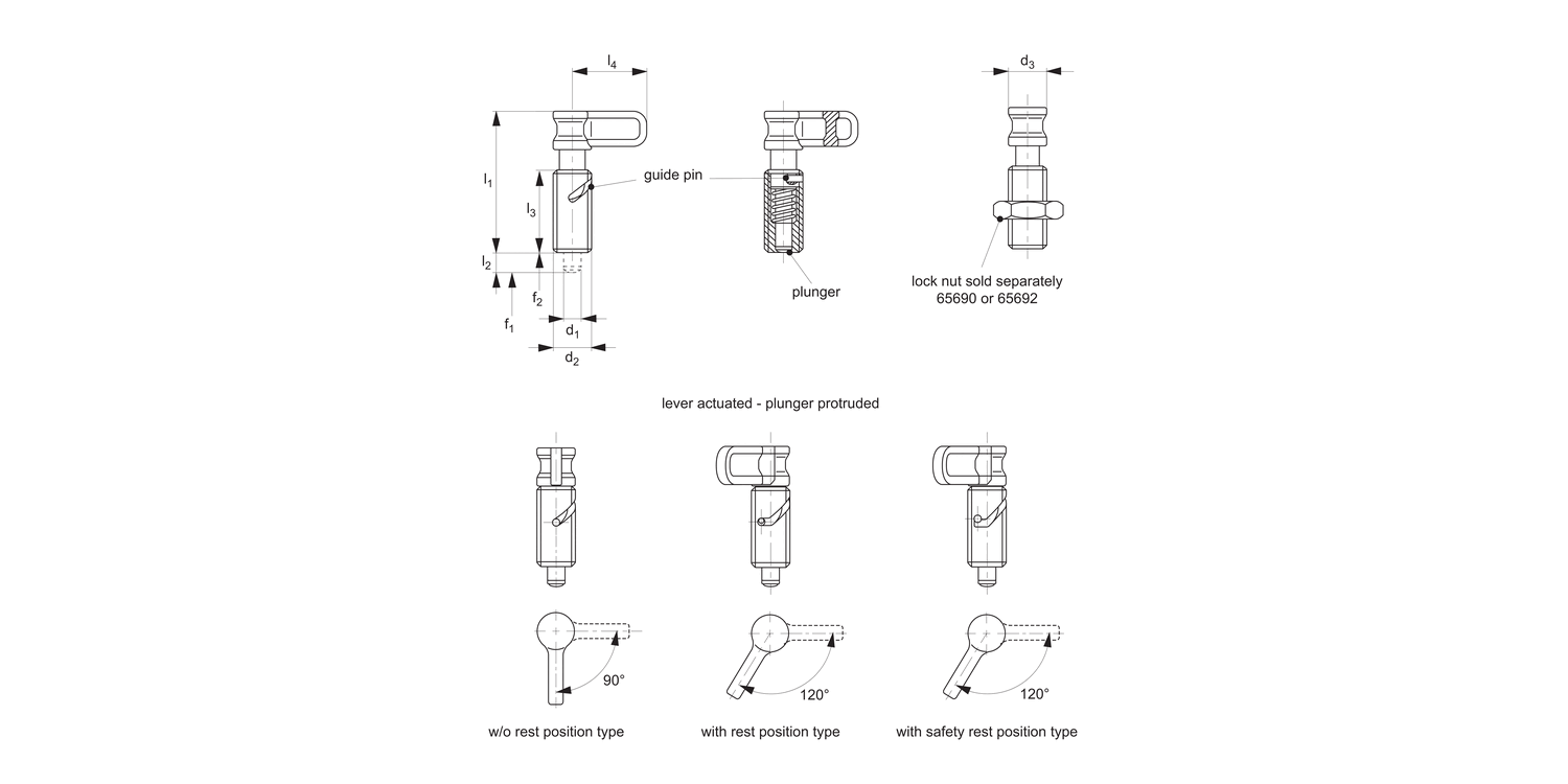 32492 Index Plungers - Lever Grip