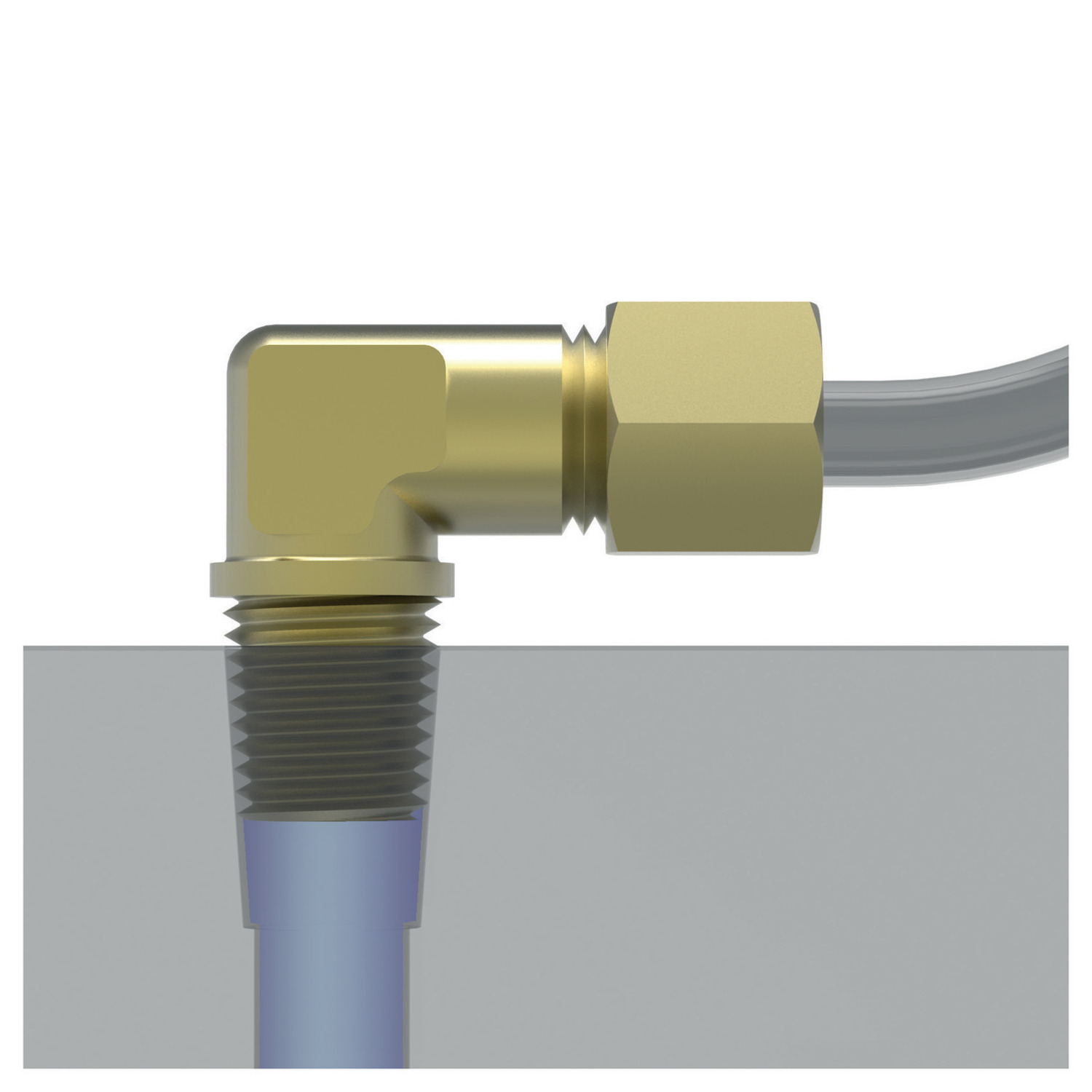Angled Connectors - For Coolant Tube Angled brass connectors for use with our coolant nozzles of up to 33 bars. Temperature resistant to 70°c.