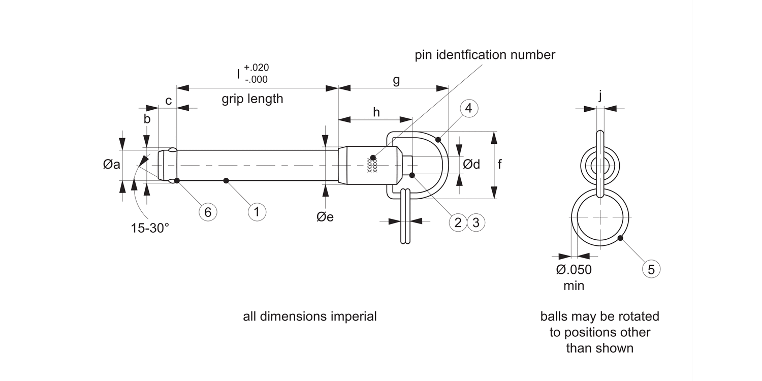 33630 Aviation Pip-Pin, Standard R Handle