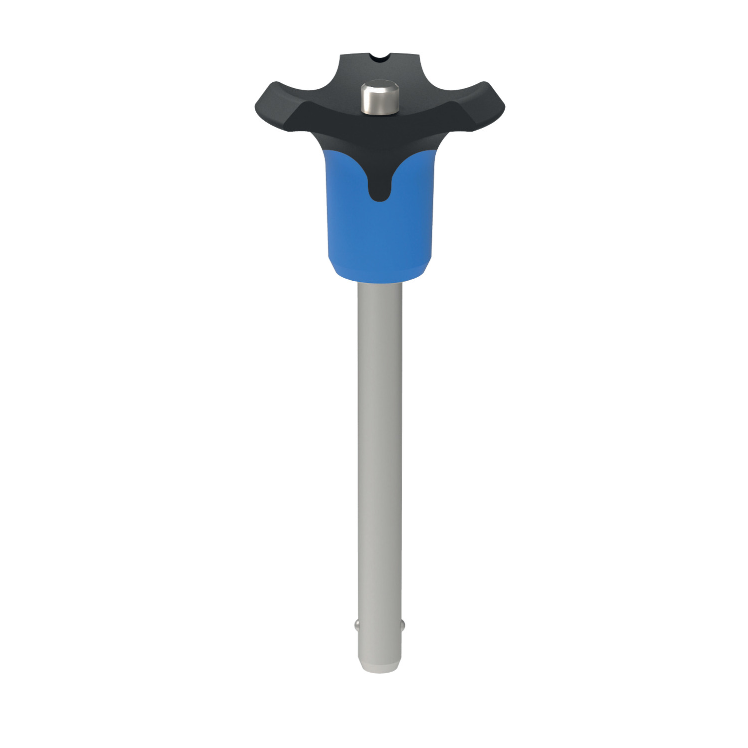 Product 33080.B, Ball Lock Pins - Single Acting - Blue Plastic Handle self-locking - stainless steel 1.4305 (AISI 303) / 