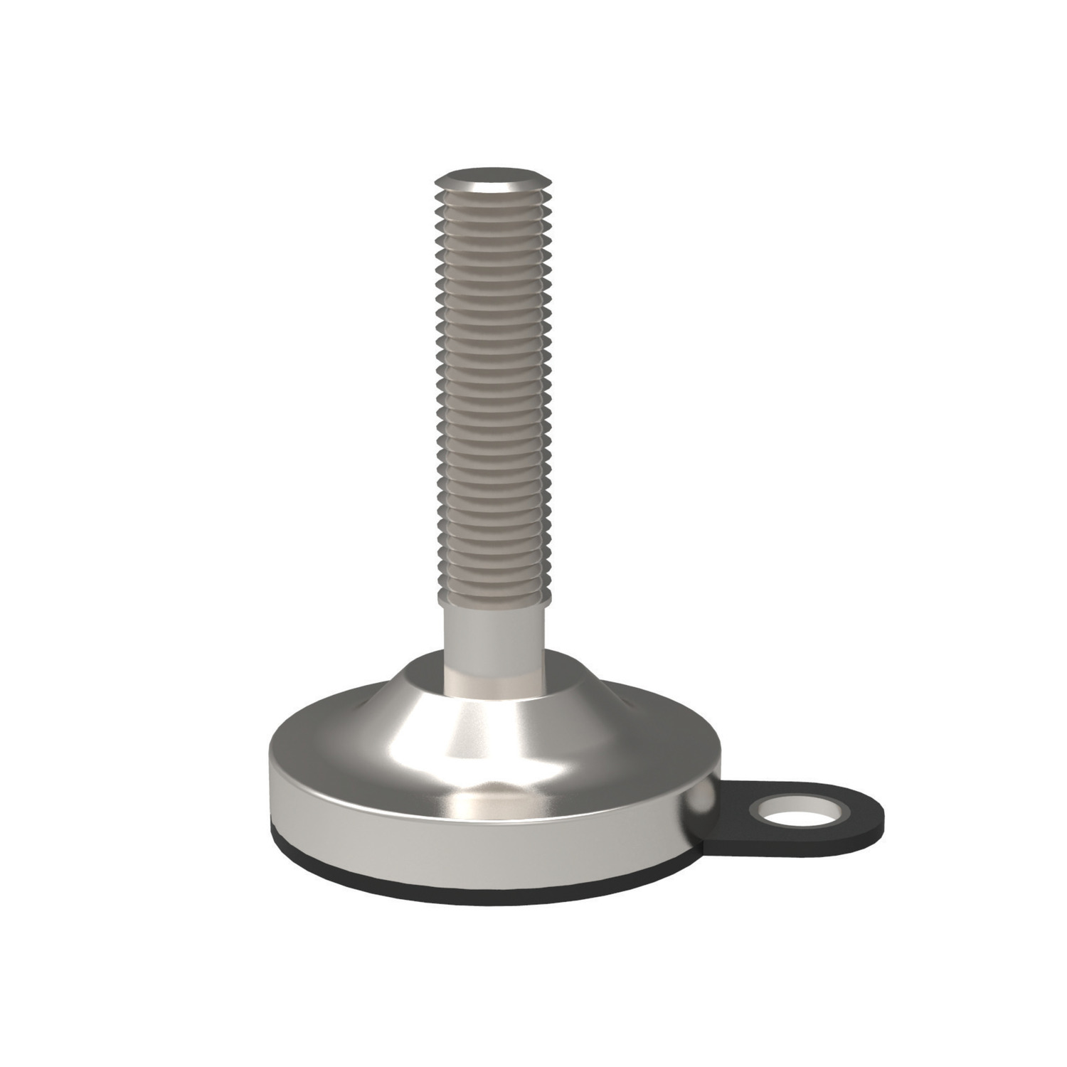 34704.W1603 Full Steel Levelling Feet - Bolt Down D.80 with 1 x mounting hole M16 x 200 Zinc-plated + rubber