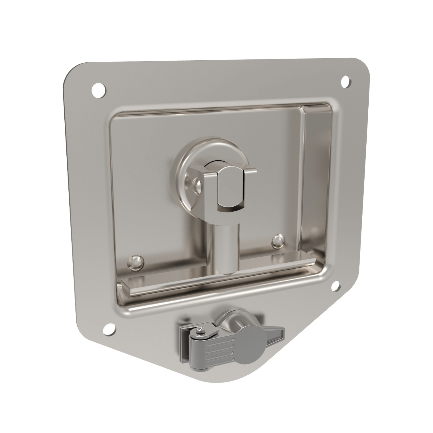 Product B4584, Cam Latch - Flush T-handle - Rod Control vertical - heavy duty- fixed grip - standard cylinder lock - stainless / 