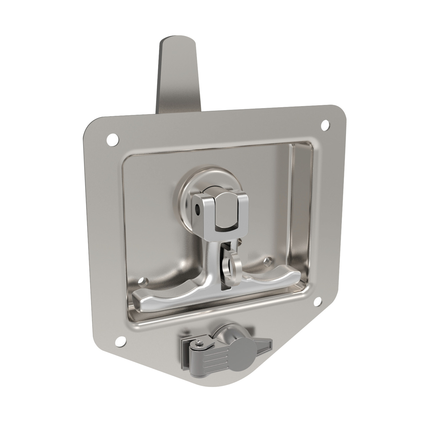 Product B4586, Cam Latch - Flush T-handle vertical - heavy duty - fixed grip - standard cylinder lock - stainless / 