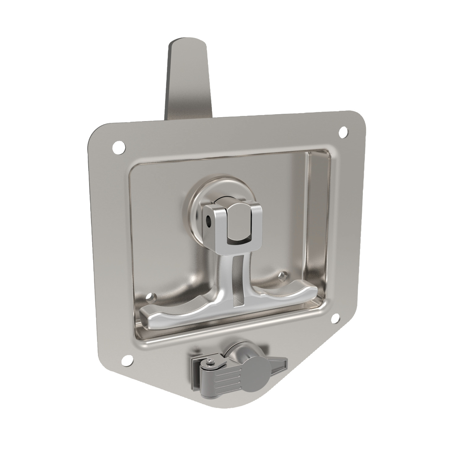 Product B4588, Cam Latch - Flush T-handle vertical - heavy duty - adjustable grip - standard cylinder lock - stainless / 