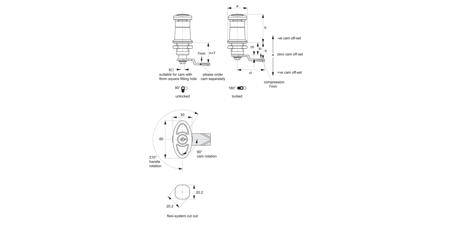 A1801 Compression Lock - T-handle - Flexi-System
